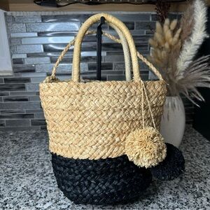 Bujibaja | Women's Two-Tone Straw Bucket Bag